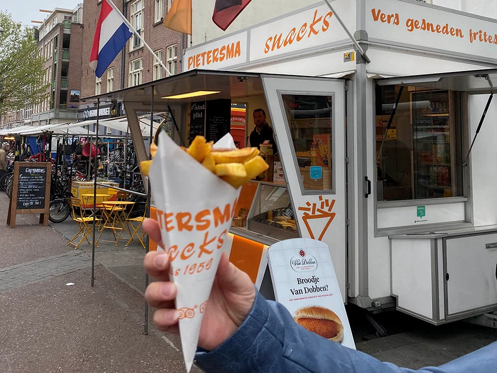 Fresh fries at the Albert Cuyp market in Amsterdam